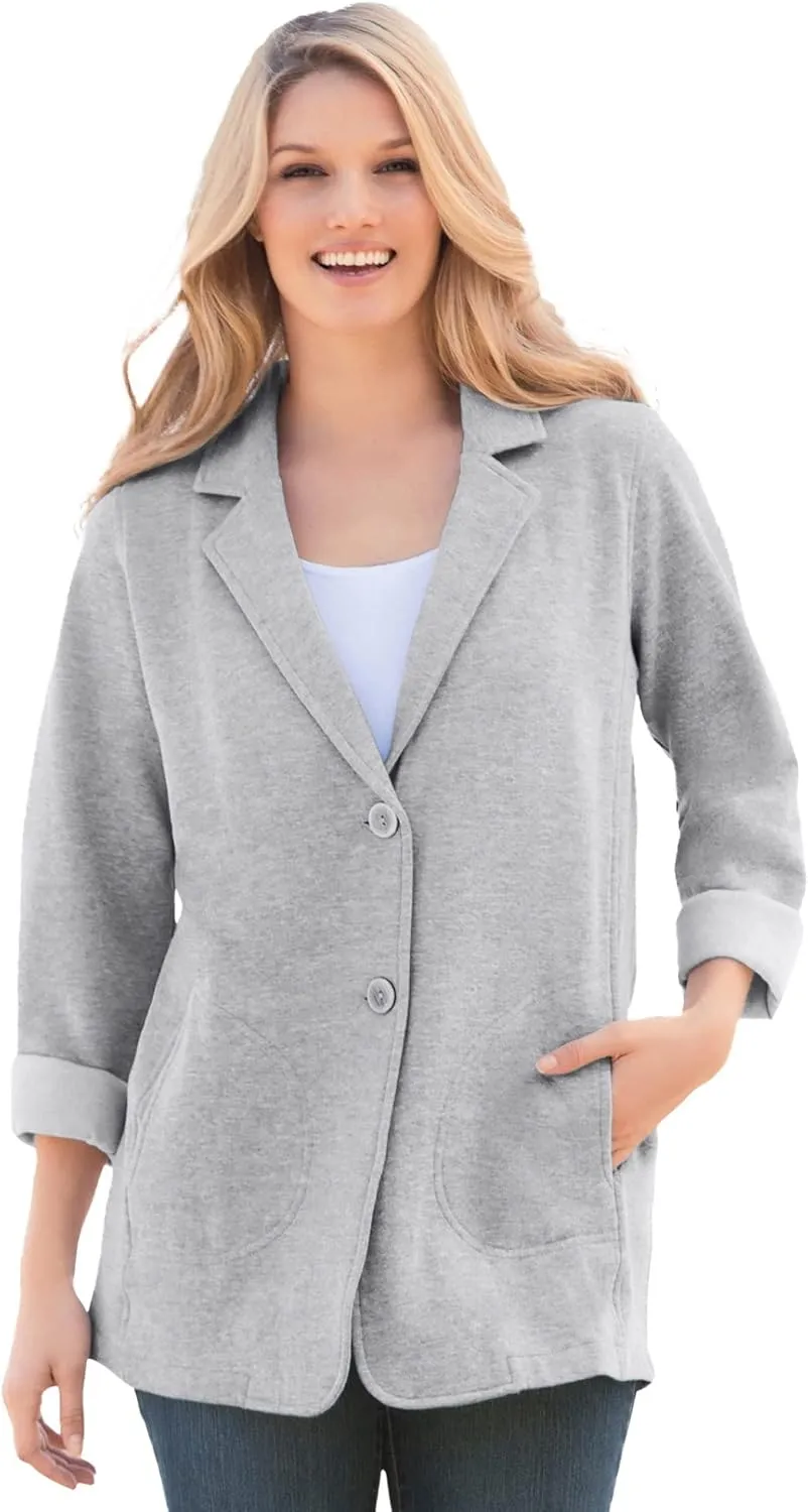 Woman Within Plus Size Knit Blazer Oversized Work & Casual