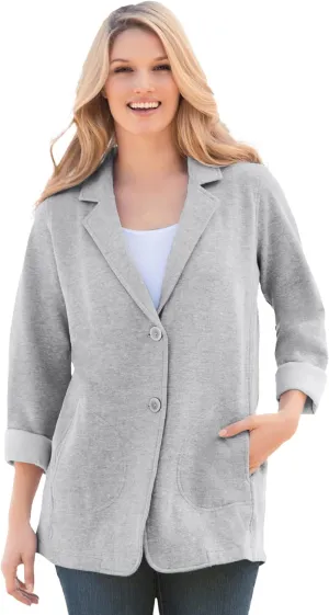 Woman Within Plus Size Knit Blazer Oversized Work & Casual