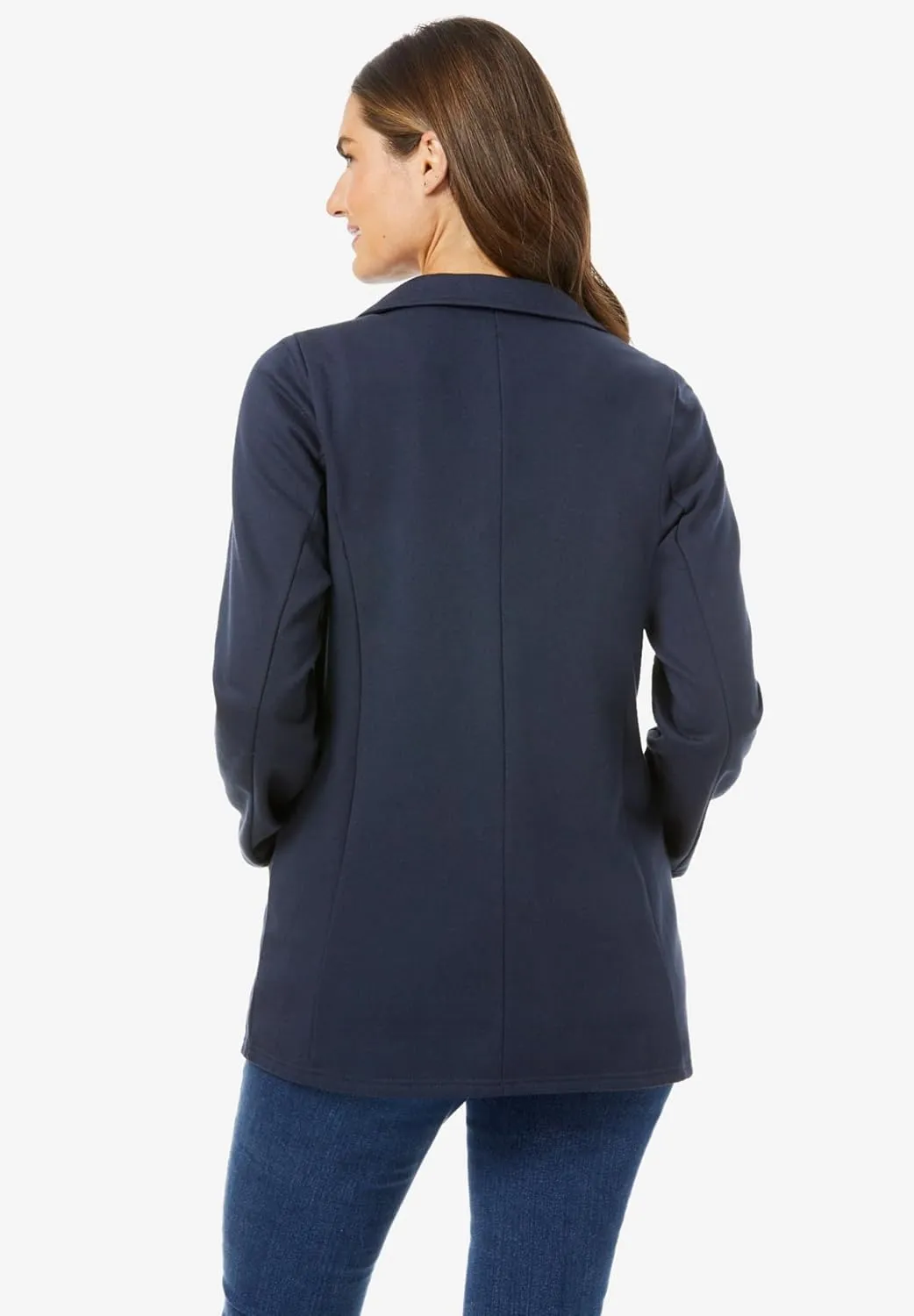 Woman Within Plus Size Knit Blazer Oversized Work & Casual