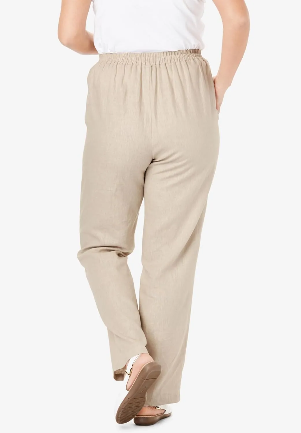 Woman Within Plus Size Straight Leg Linen Pant