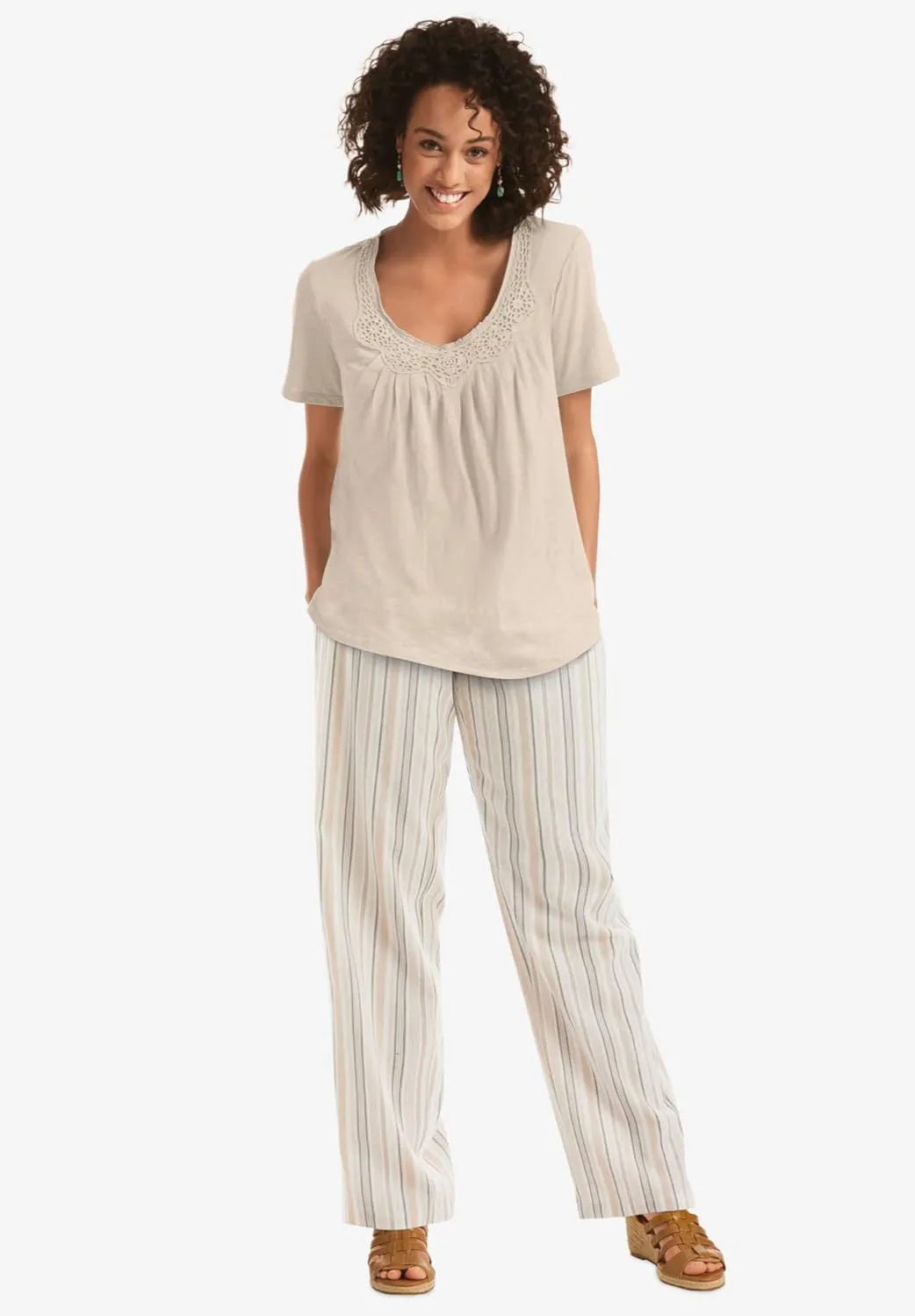 Woman Within Plus Size Straight Leg Linen Pant