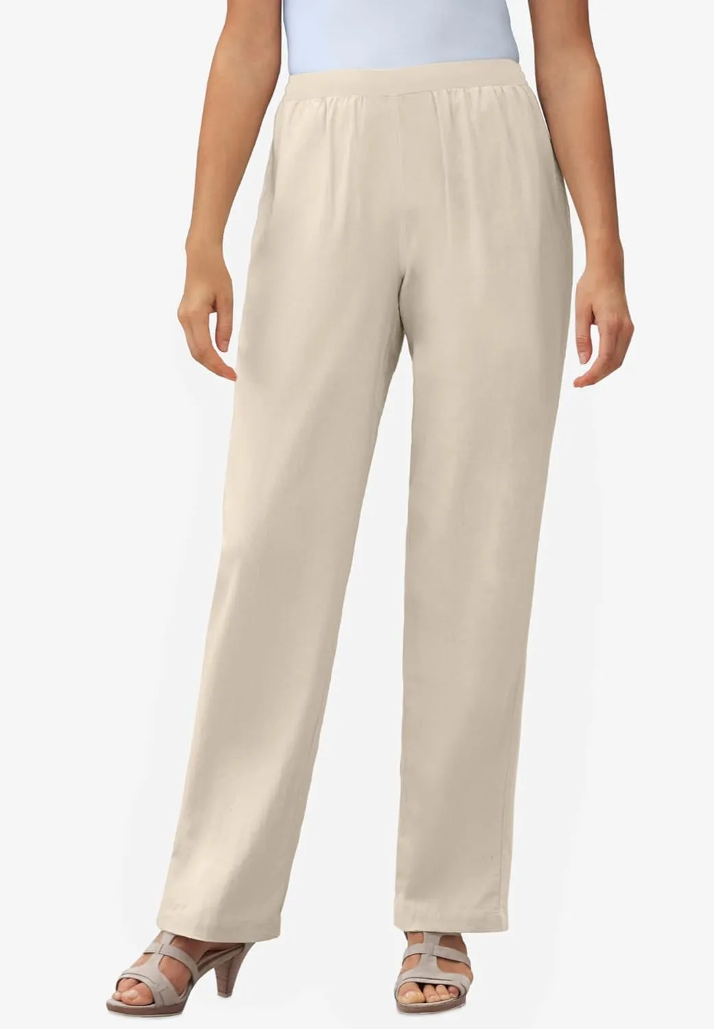 Woman Within Plus Size Straight Leg Linen Pant