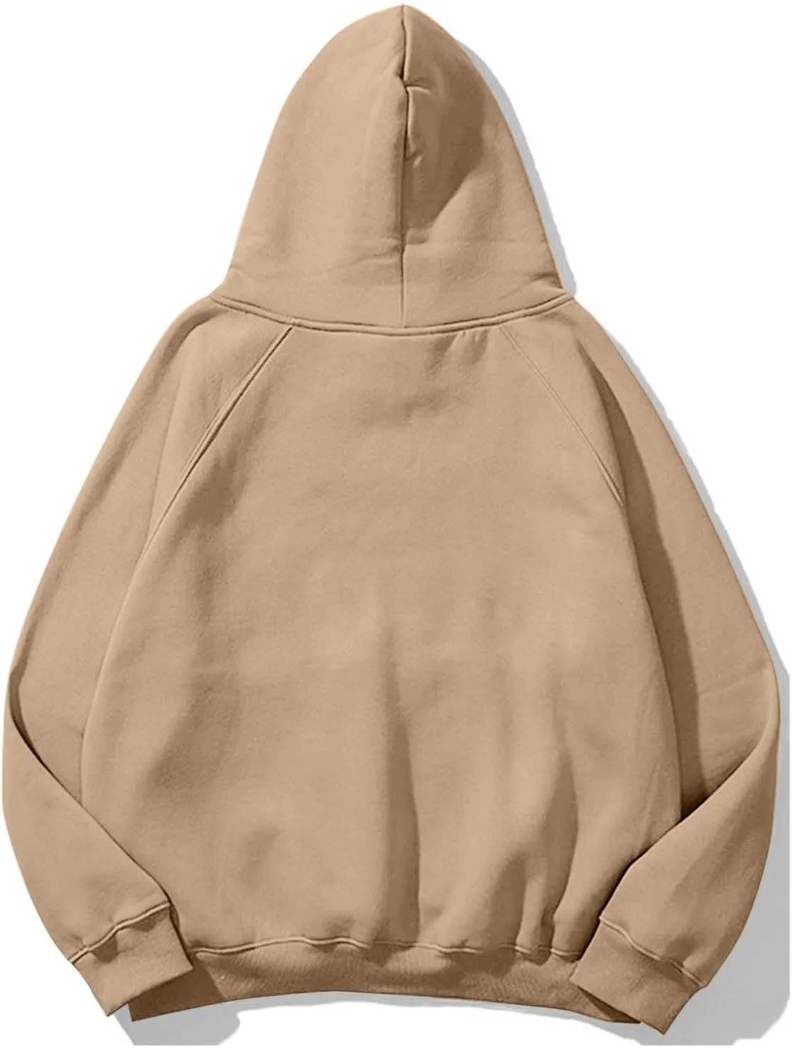 Women Solid Basic Fleece Letter Loose Hoodie Sweatshirt Long Sleeve Pocket Drop Shoulder Pullovers Top Pullover