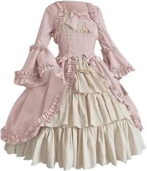 Women's 1950s Vintage Rockabilly Swing Dress Gothic Renaissance Retro Cosplay Victorian Vintage Retro Gown Dress