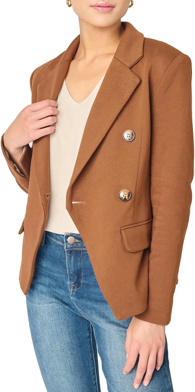 Women's Double Breasted Blazer, Casual Work Wear, Fitted Blazer Jacket Open Front Long Sleeve Suit Jacket