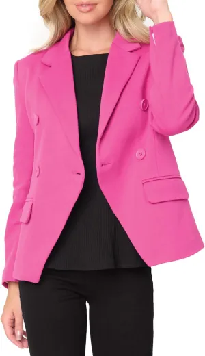 Women's Double Breasted Blazer, Casual Work Wear, Fitted Blazer Jacket Open Front Long Sleeve Suit Jacket