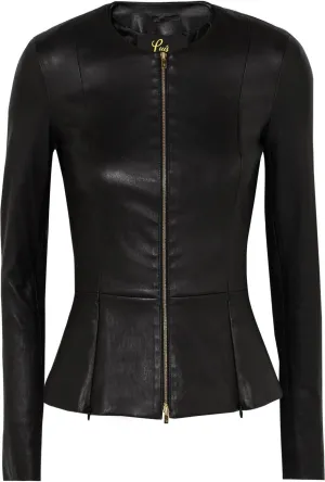 Womens Drowned Black Biker Lambskin Genuine Leather Jacket, Biker Jacket