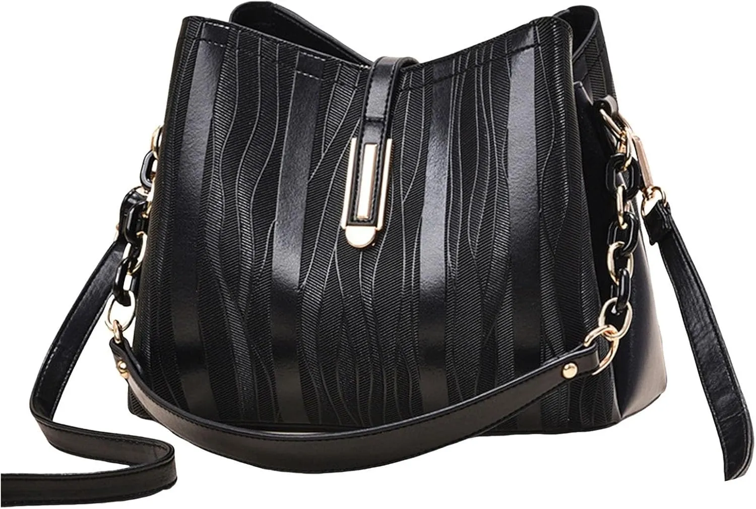 Women's Fashionable And Versatile Trendy Large Bags Capacity Soft Leather Shoulder Crossbody Large (Black, One Size)