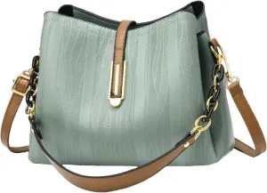 Women's Fashionable And Versatile Trendy Large Bags Capacity Soft Leather Shoulder Crossbody Large (Green, One Size)