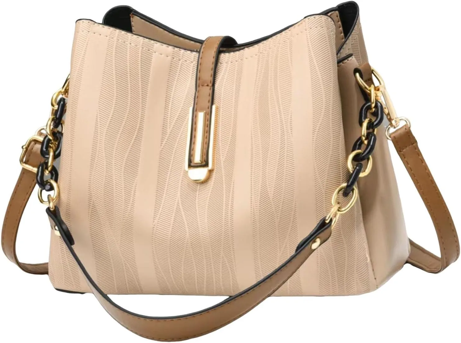 Women's Fashionable And Versatile Trendy Large Bags Capacity Soft Leather Shoulder Crossbody Large (Khaki, One Size)