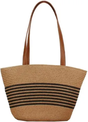 Women's Handmade Woven Large Straw Tote Shoulder & Top Handle Beach Purse Summer Fashion Statement