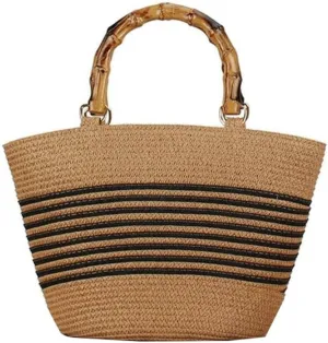 Women's Handmade Woven Large Straw Tote Shoulder & Top Handle Beach Purse Summer Fashion Statement
