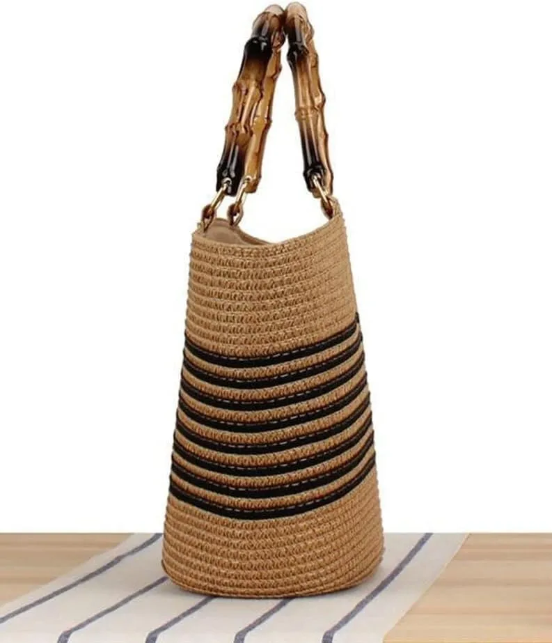 Women's Handmade Woven Large Straw Tote Shoulder & Top Handle Beach Purse Summer Fashion Statement