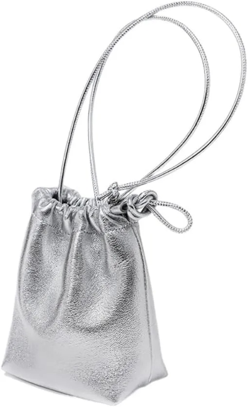 Women's Mini Leather Bucket Bag Soft Drawstring Handbag Crossbody Bag Chic Stylish Versatile Elegant Cute Casual