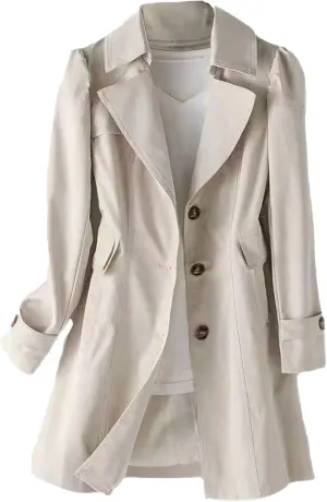 Women's New Slim Fit Women's Korean Version Double Breasted Small Mid Length Trench Coat Ladies Fall Sweaters