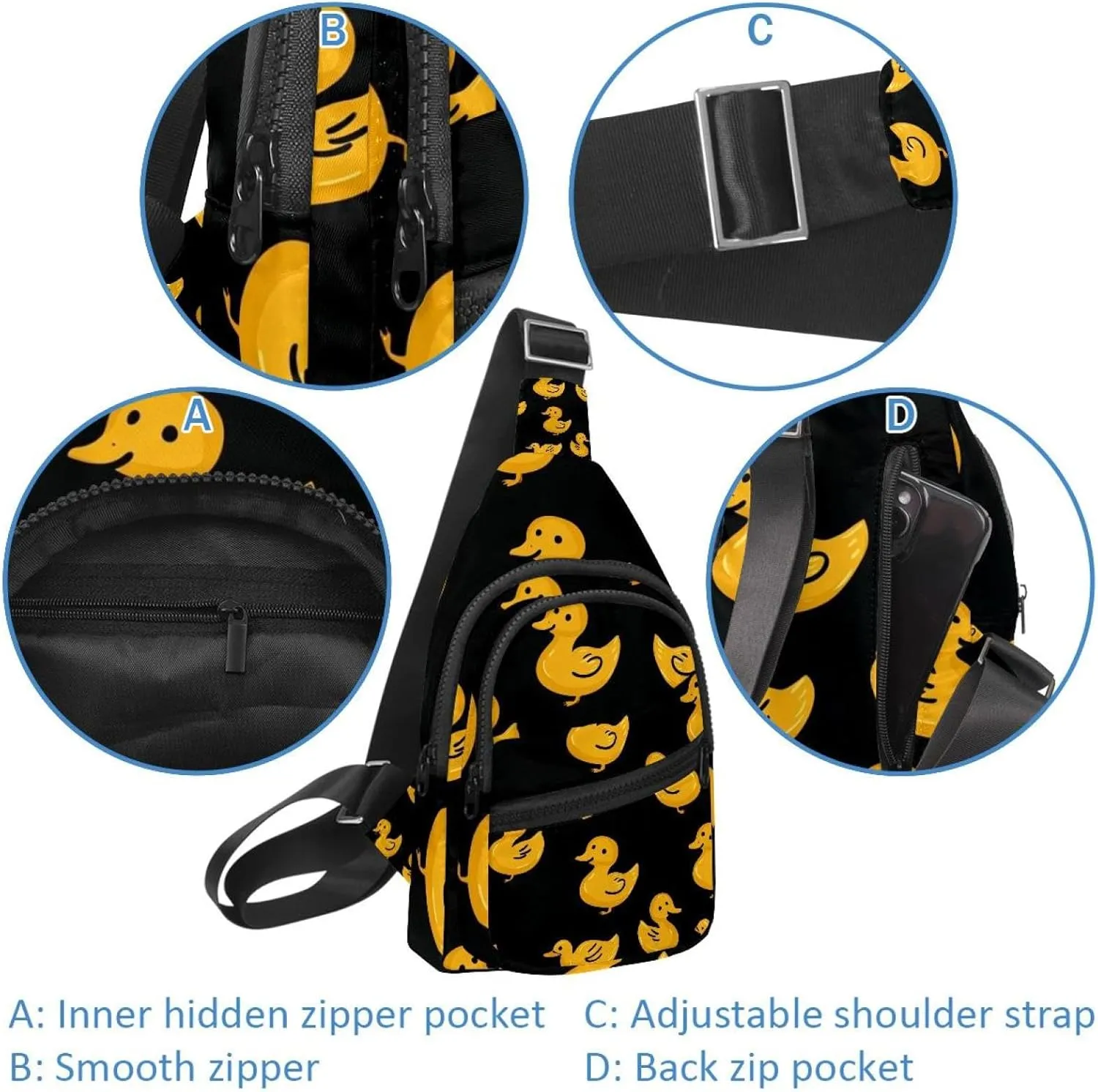 Women's Sling Backpack, Yellow cheerful ducklings (1)