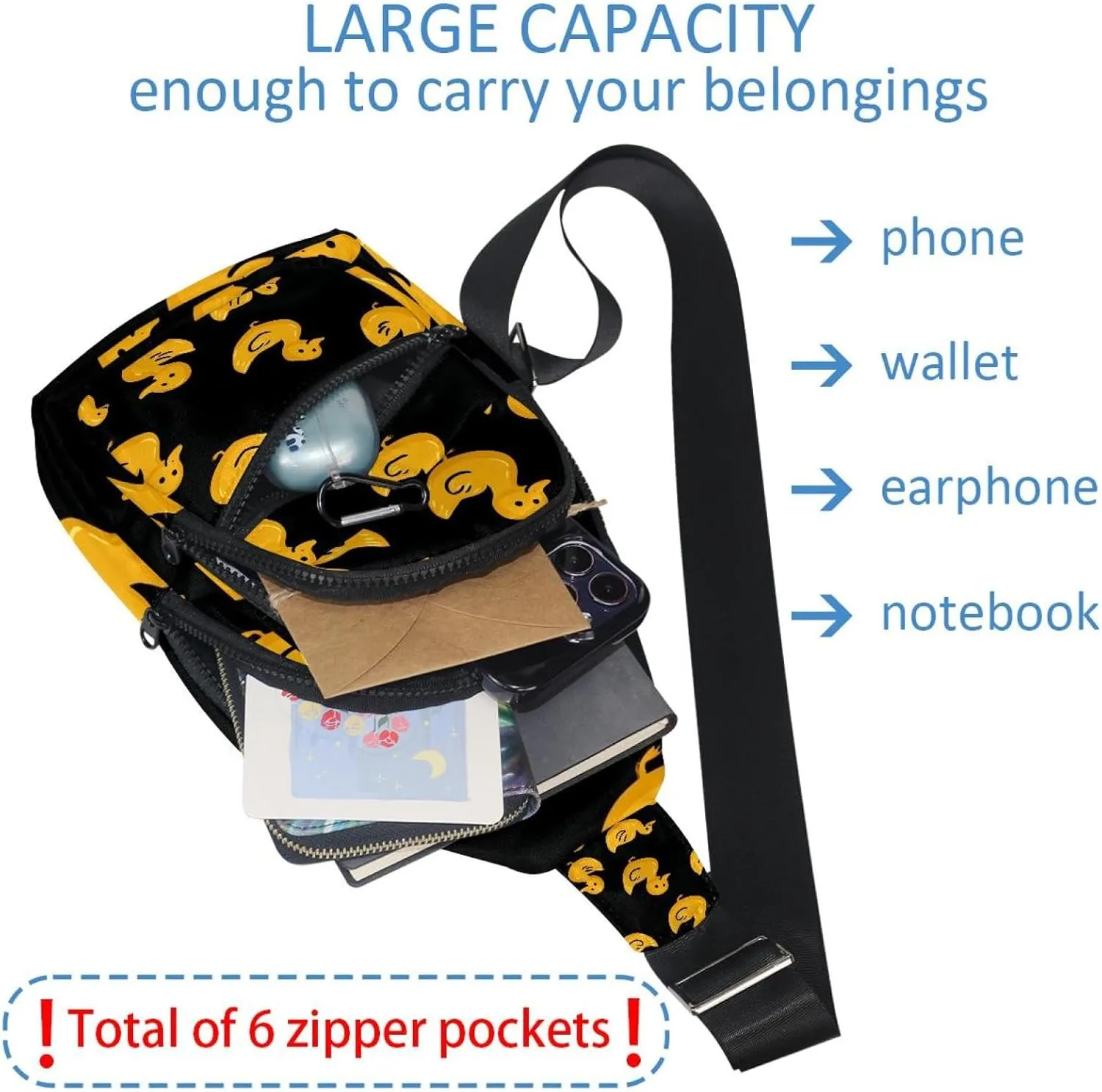 Women's Sling Backpack, Yellow cheerful ducklings (1)