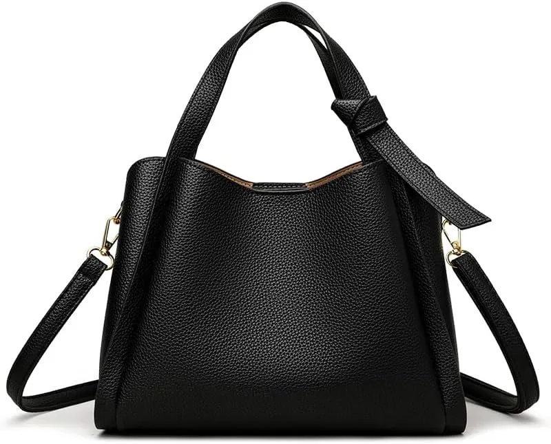 Women's Soft Leather Handbag - Elegant Top Handle Versatile Bucket Tote for Daily Use, Fashionable Shoulder Bag
