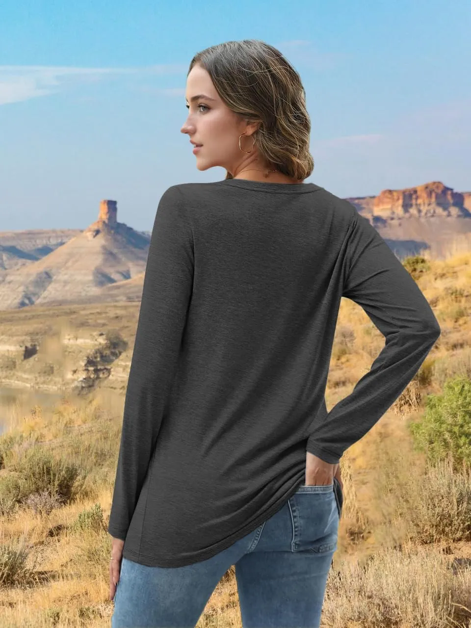 Women's Western Cowgirl Long Sleeve Shirts Vintage Country Music Fall T-Shirt Hiking Travel Sweatshirt Tops