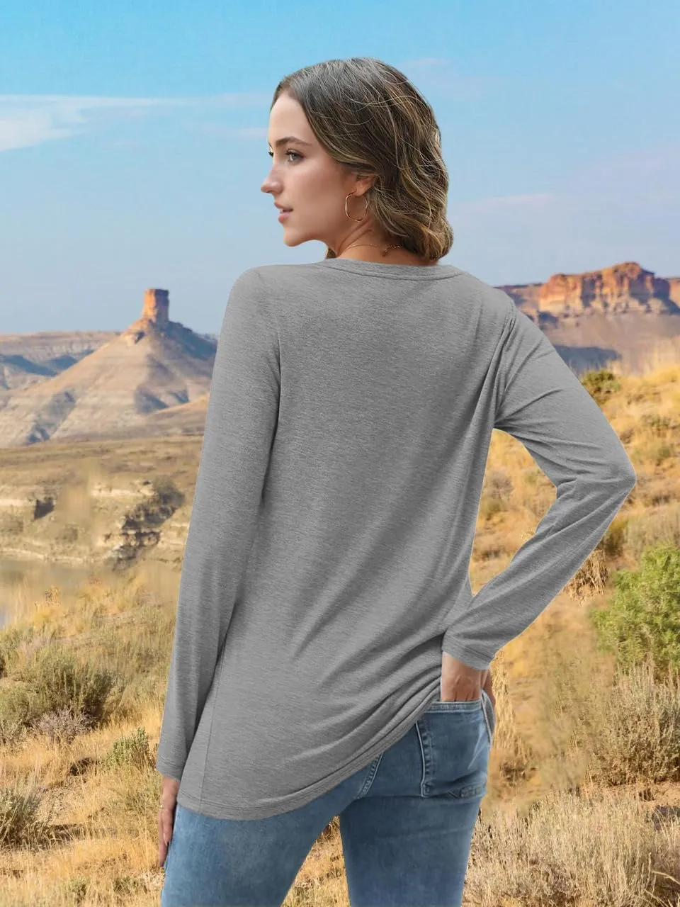 Women's Western Cowgirl Long Sleeve Shirts Vintage Country Music Fall T-Shirt Hiking Travel Sweatshirt Tops