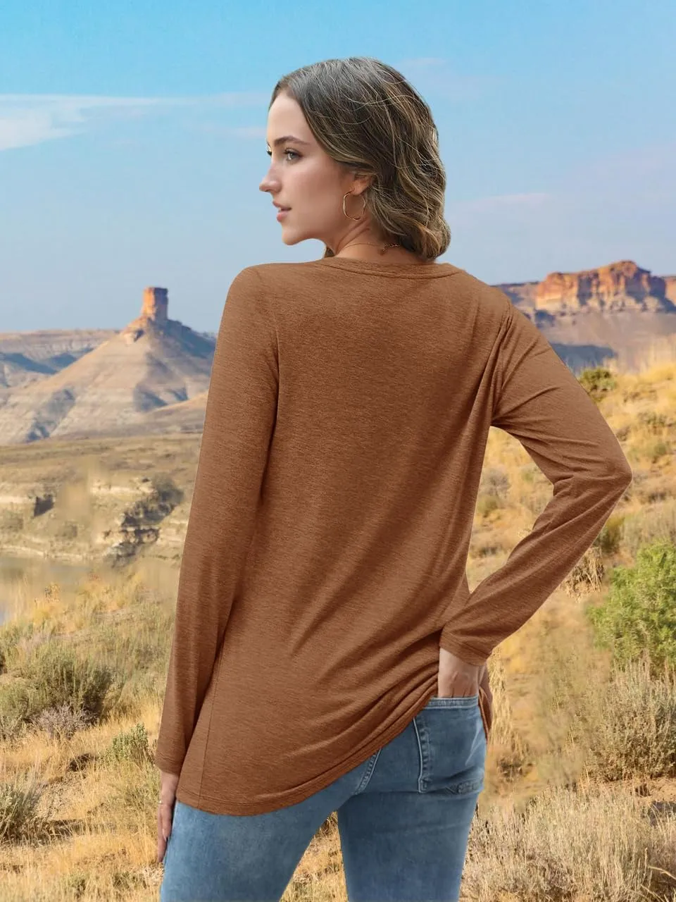 Women's Western Cowgirl Long Sleeve Shirts Vintage Country Music Fall T-Shirt Hiking Travel Sweatshirt Tops