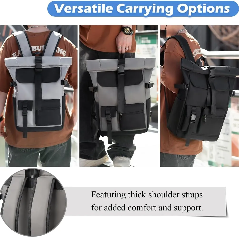 Work Backpack for Men, 15.6 Inch Commuter Laptop Backpack, Tote Backpack Daily Daypack (Dark Grey   Black)