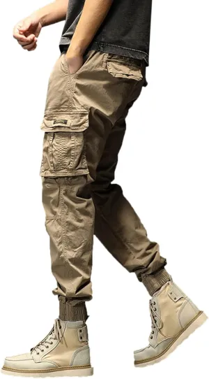 Work Pants for Men Slim Fit Lightweight Cargo Sweatpants Stretch Waistband Workout Outdoor Athletic Hiking Pants