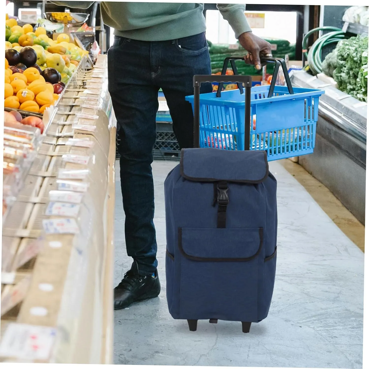 Zerodeko Compact Trolley Replacement Bag Thickened Oxford Shopping Cart Bag for Convenient Grocery Trips Detachable Design for Versatile Use